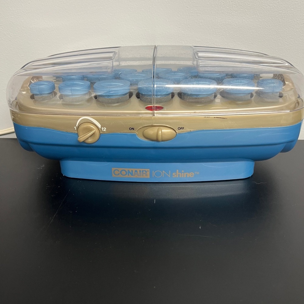Conair Ion Shine 20 Flocked Hot Roller Set Blue Gold Variable Heat CHV20 Tested